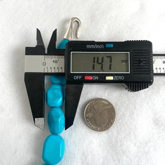 Sterling Silver 925 Southwest Style Chunky Beaded Dyed Turquoise Necklace 17.5" - Picture 13 of 16